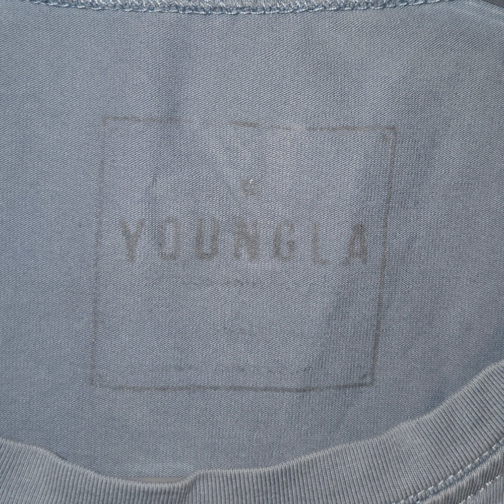 YoungLA Mens Model‎ 442 Perfect Tee Light Blue Grey Curved Hem Gym Shirt Size M - Picture 4 of 12